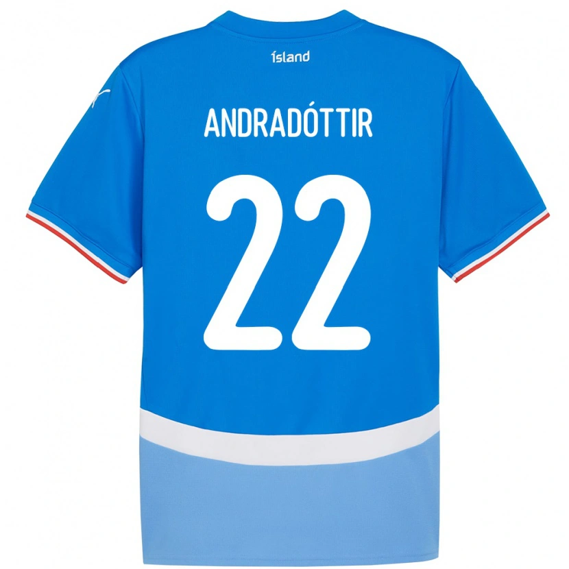 Danxen Niño Camiseta Islandia Amanda Andradóttir #22 Azul 1ª Equipación 24-26 La Camisa México