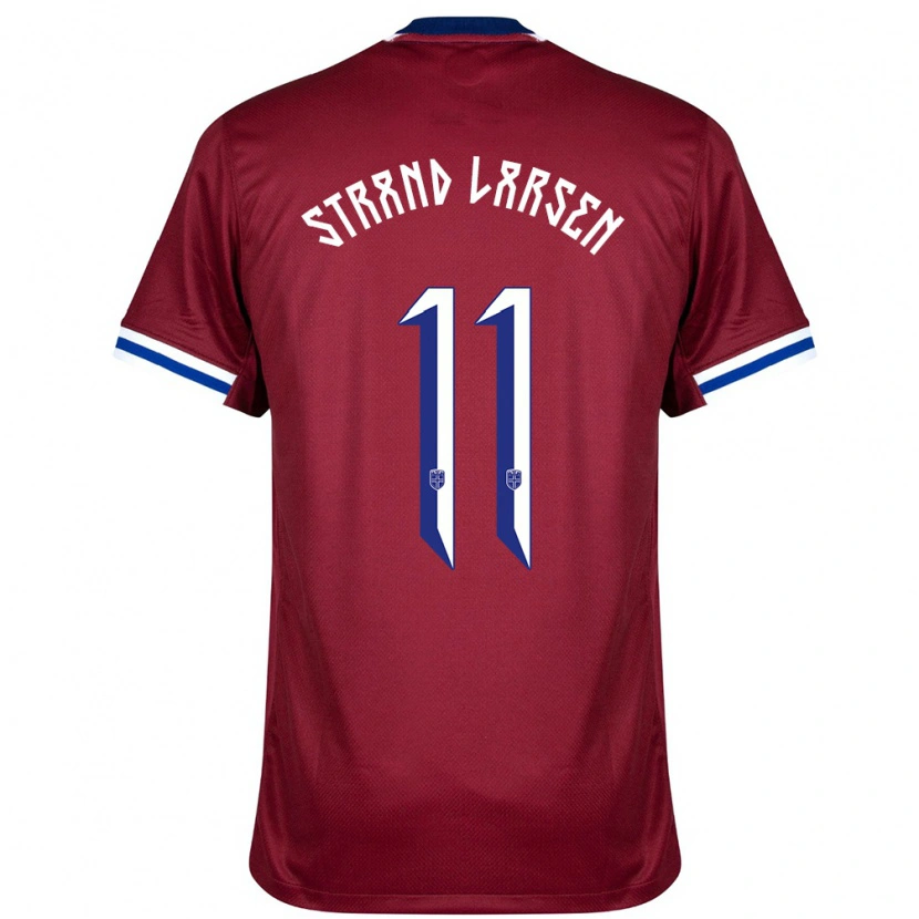 Danxen Niño Camiseta Noruega Jørgen Strand Larsen #11 Rojo Azul Blanco 1ª Equipación 24-26 La Camisa México