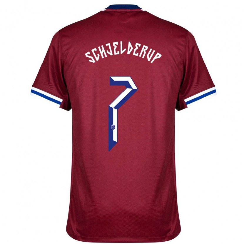 Danxen Niño Camiseta Noruega Andreas Schjelderup #7 Rojo Azul Blanco 1ª Equipación 24-26 La Camisa México