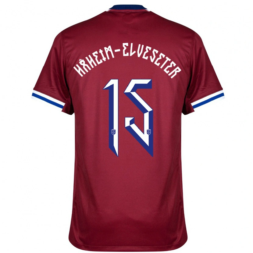 Danxen Niño Camiseta Noruega Martin Håheim-Elveseter #15 Rojo Azul Blanco 1ª Equipación 24-26 La Camisa México