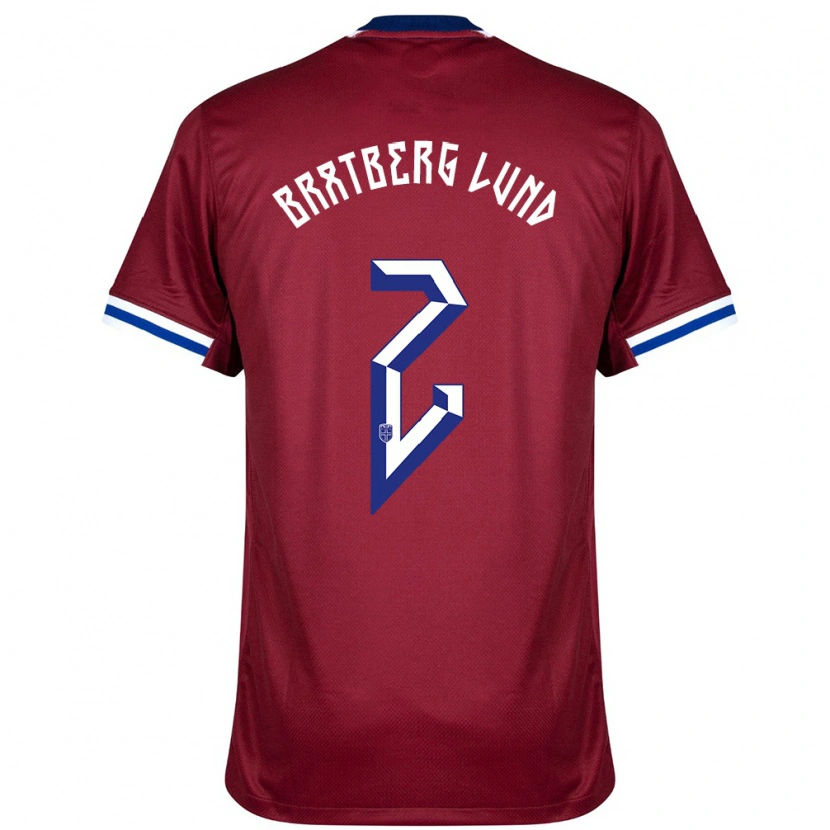 Danxen Niño Camiseta Noruega Marit Bratberg Lund #2 Rojo Azul Blanco 1ª Equipación 24-26 La Camisa México