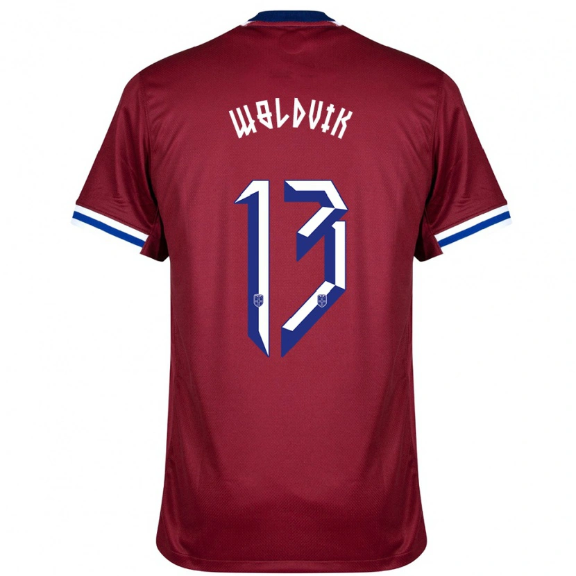 Danxen Niño Camiseta Noruega Emilie Woldvik #13 Rojo Azul Blanco 1ª Equipación 24-26 La Camisa México