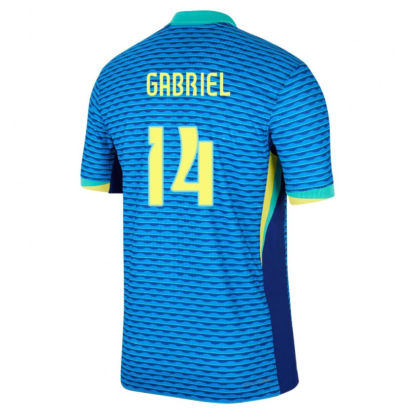 Danxen Niño Camiseta Brasil Gabriel Magalhães #14 Azul 2ª Equipación 24-26 La Camisa México