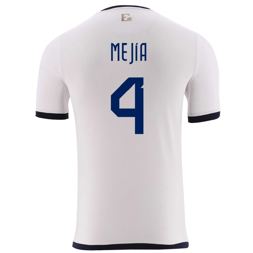 Danxen Niño Camiseta Ecuador Jordan Mejía #4 Blanco 2ª Equipación 24-26 La Camisa México