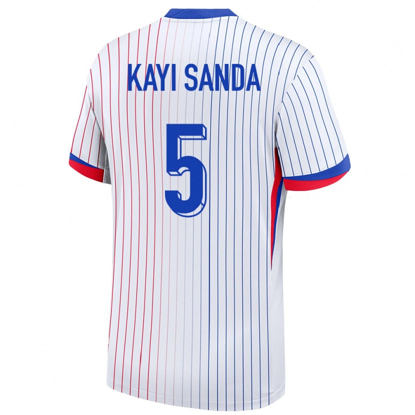 Danxen Niño Camiseta Francia Joachim Kayi Sanda #5 Blanco 2ª Equipación 24-26 La Camisa México