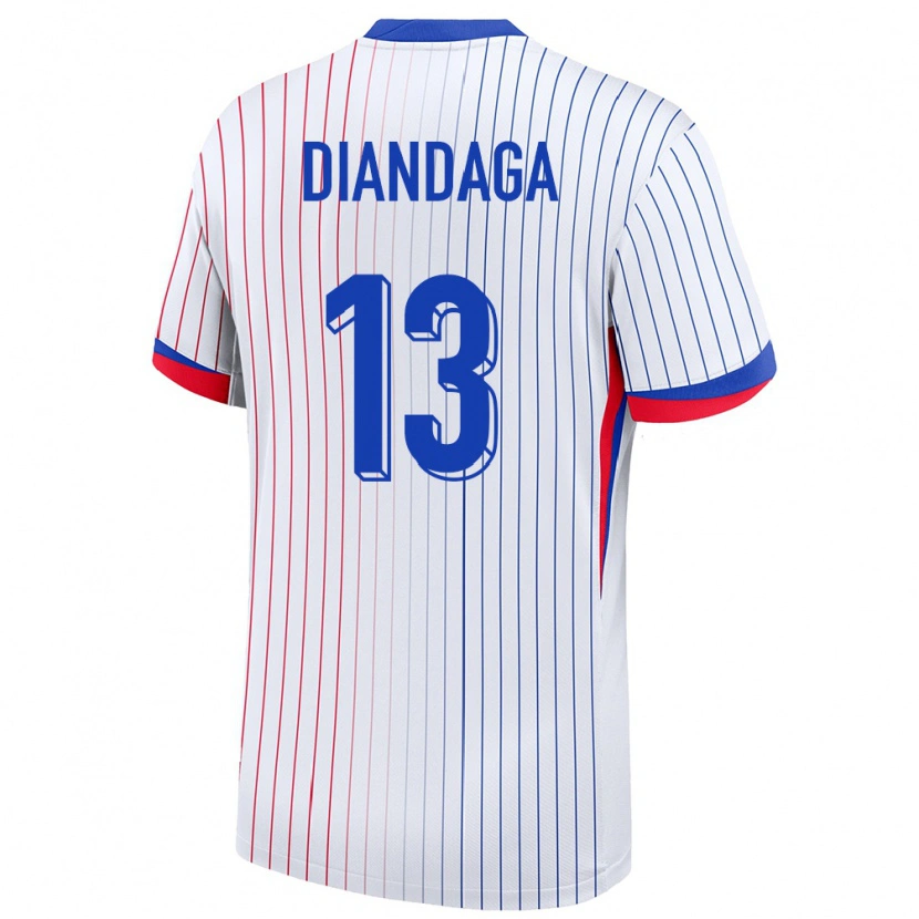 Danxen Niño Camiseta Francia Hermann Diandaga #13 Blanco 2ª Equipación 24-26 La Camisa México