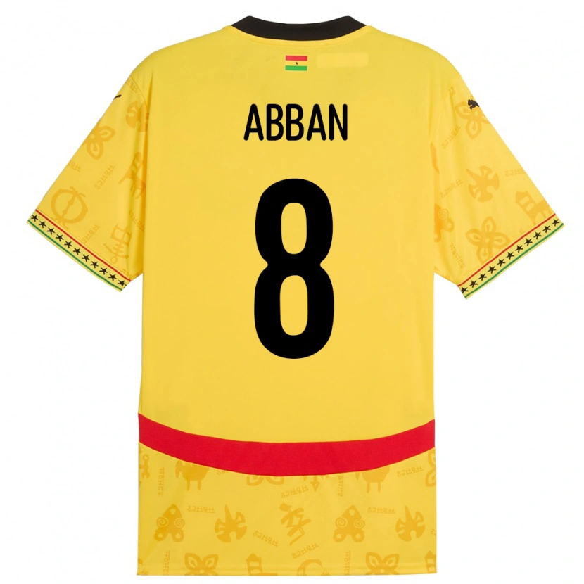 Danxen Niño Camiseta Ghana Ebenezer Abban #8 Amarillo 2ª Equipación 24-26 La Camisa México