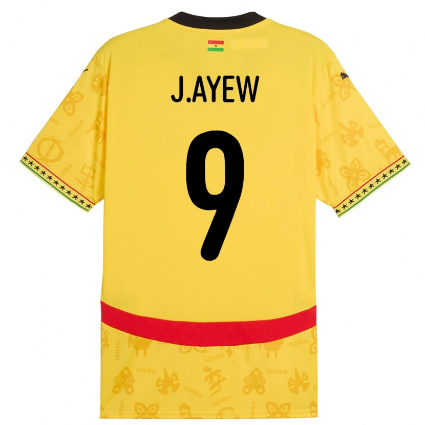 Danxen Niño Camiseta Ghana Jordan Ayew #9 Amarillo 2ª Equipación 24-26 La Camisa México