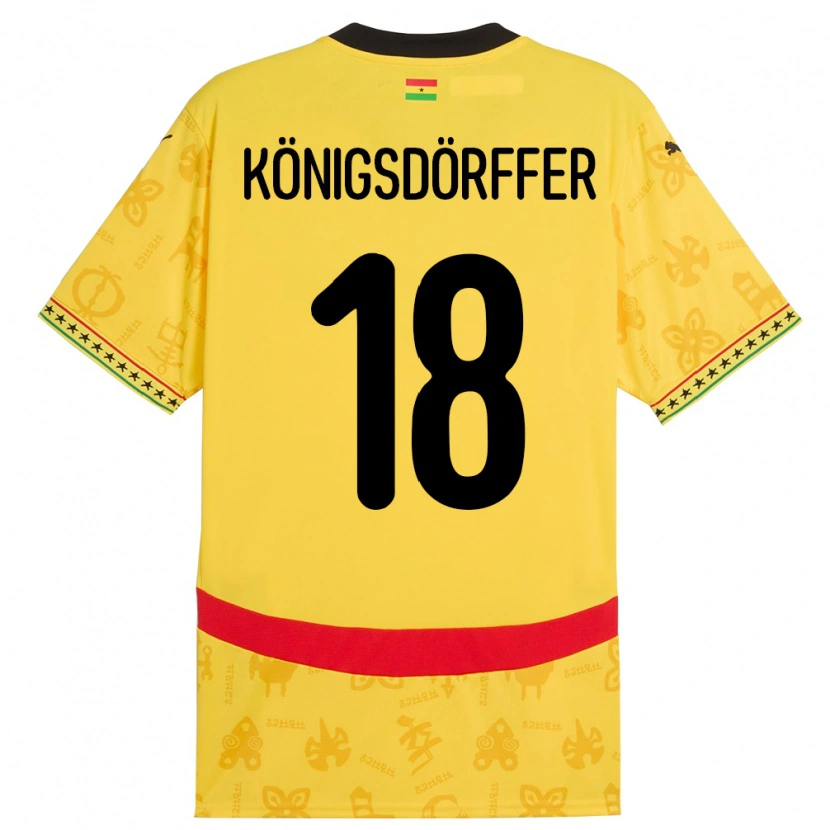 Danxen Niño Camiseta Ghana Ransford Königsdörffer #18 Amarillo 2ª Equipación 24-26 La Camisa México