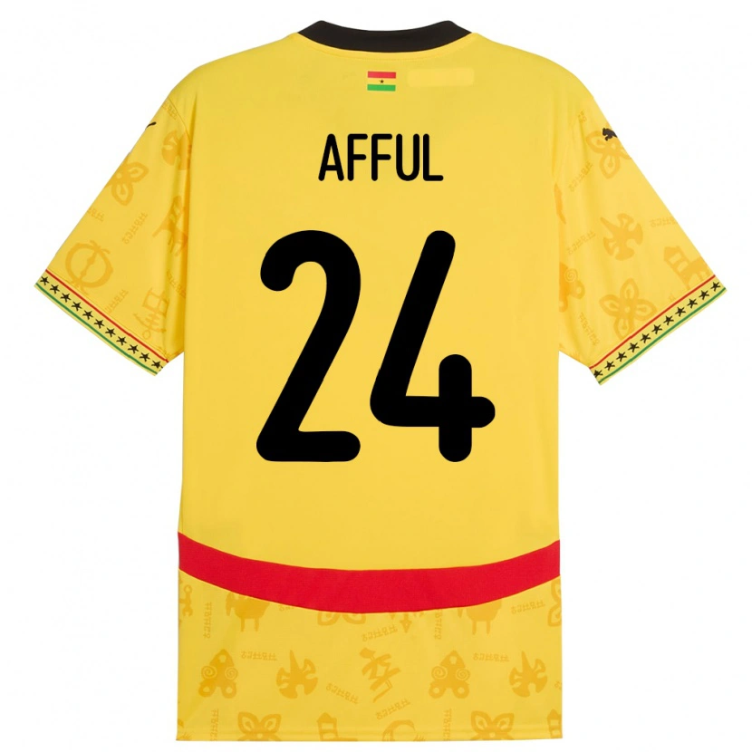 Danxen Niño Camiseta Ghana Isaac Afful #24 Amarillo 2ª Equipación 24-26 La Camisa México