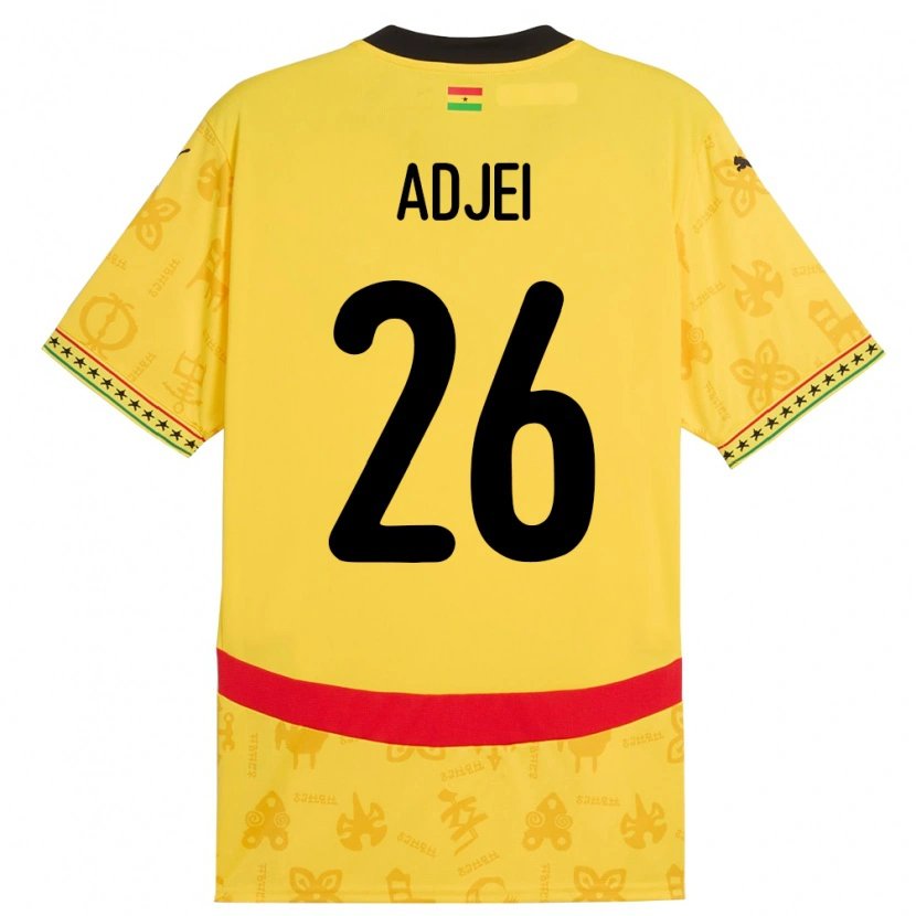 Danxen Niño Camiseta Ghana Nathaniel Adjei #26 Amarillo 2ª Equipación 24-26 La Camisa México