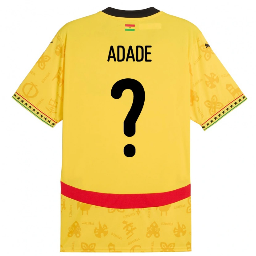 Danxen Niño Camiseta Ghana Ebenezer Adade #0 Amarillo 2ª Equipación 24-26 La Camisa México