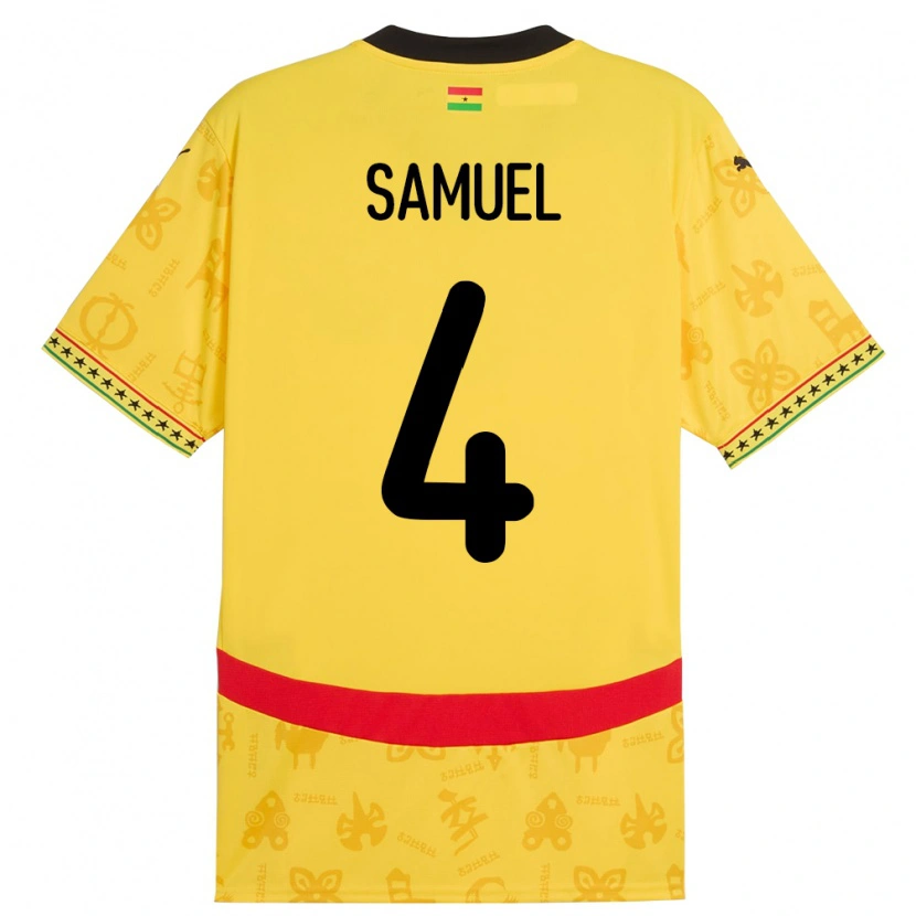 Danxen Niño Camiseta Ghana Samuel Abbey-Ashie Quaye #4 Amarillo 2ª Equipación 24-26 La Camisa México