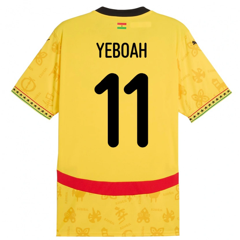 Danxen Niño Camiseta Ghana Emmanuel Yeboah #11 Amarillo 2ª Equipación 24-26 La Camisa México