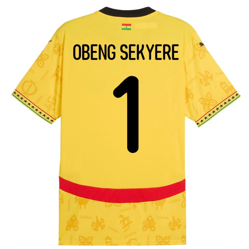 Danxen Niño Camiseta Ghana Gregory Obeng Sekyere #1 Amarillo 2ª Equipación 24-26 La Camisa México