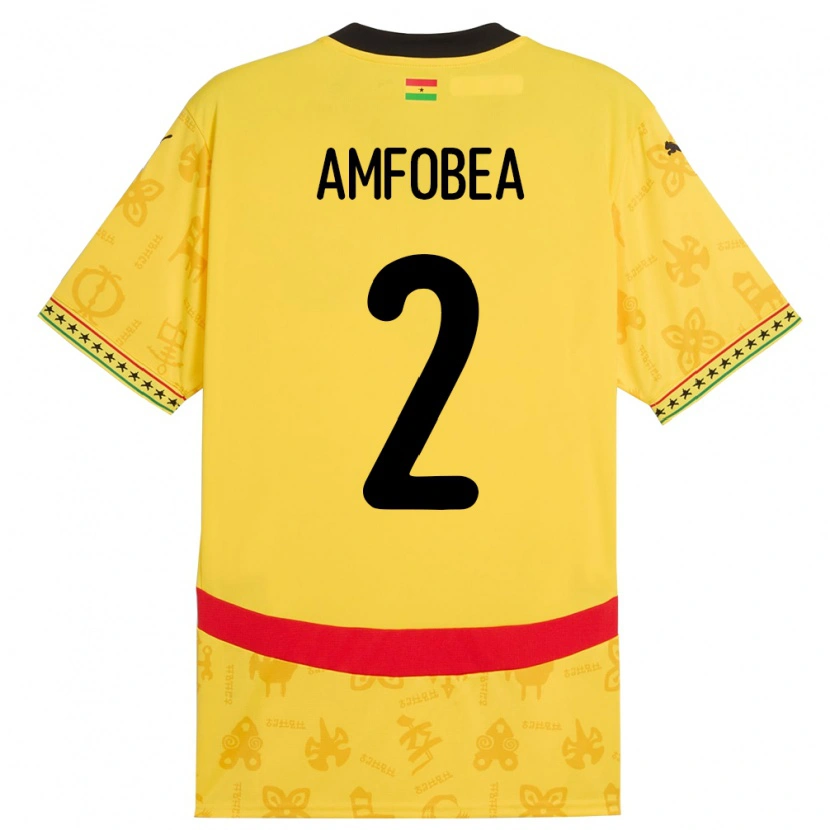 Danxen Niño Camiseta Ghana Gladys Amfobea #2 Amarillo 2ª Equipación 24-26 La Camisa México