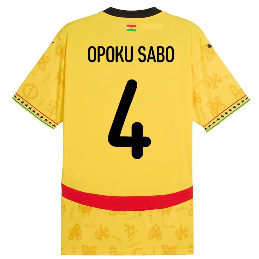 Danxen Niño Camiseta Ghana Alex Opoku Sabo #4 Amarillo 2ª Equipación 24-26 La Camisa México