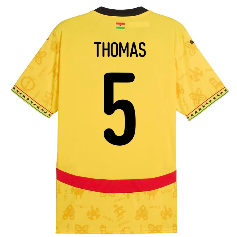 Danxen Niño Camiseta Ghana Thomas Partey #5 Amarillo 2ª Equipación 24-26 La Camisa México