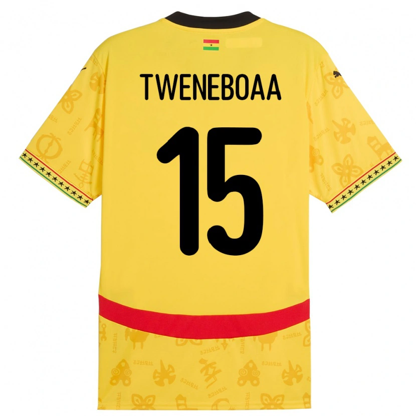 Danxen Niño Camiseta Ghana Justice Tweneboaa #15 Amarillo 2ª Equipación 24-26 La Camisa México