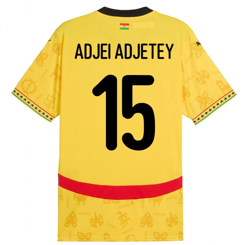 Danxen Niño Camiseta Ghana Jonas Adjei Adjetey #15 Amarillo 2ª Equipación 24-26 La Camisa México