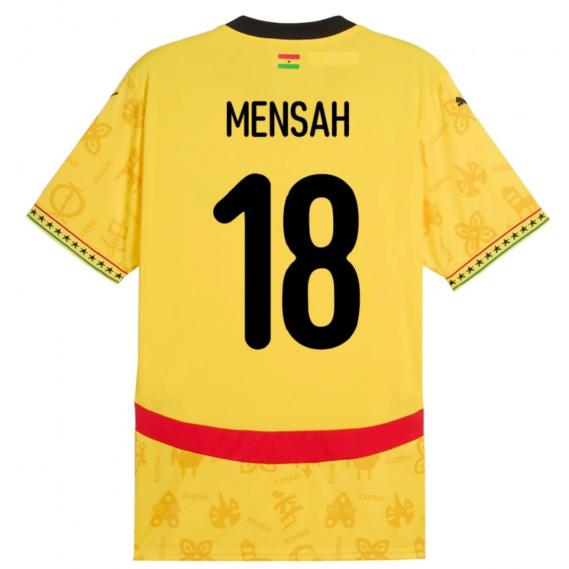 Danxen Niño Camiseta Ghana Isaac Mensah #18 Amarillo 2ª Equipación 24-26 La Camisa México