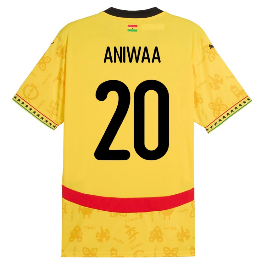 Danxen Niño Camiseta Ghana Louisa Aniwaa #20 Amarillo 2ª Equipación 24-26 La Camisa México