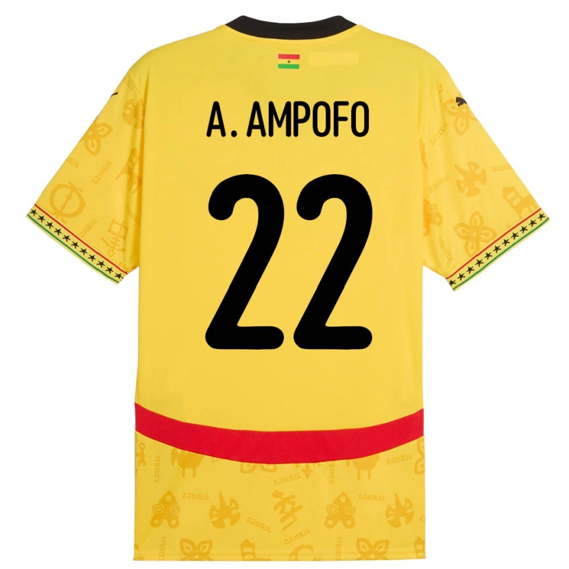 Danxen Niño Camiseta Ghana Eugene Amankwah Ampofo #22 Amarillo 2ª Equipación 24-26 La Camisa México