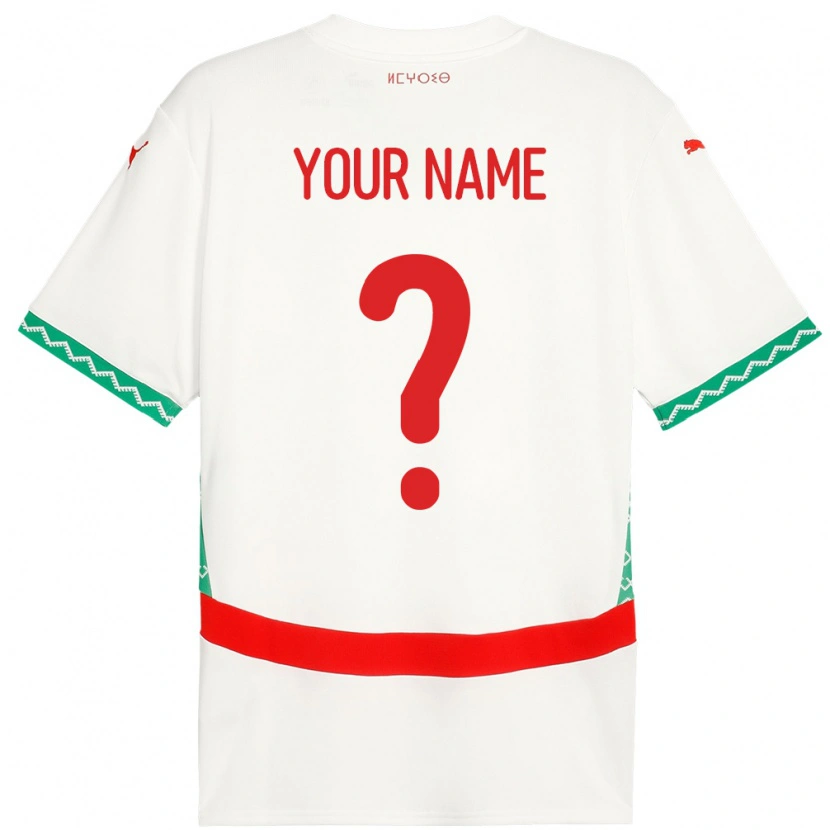 Danxen Niño Camiseta Marruecos Su Nombre #0 Blanco 2ª Equipación 24-26 La Camisa México