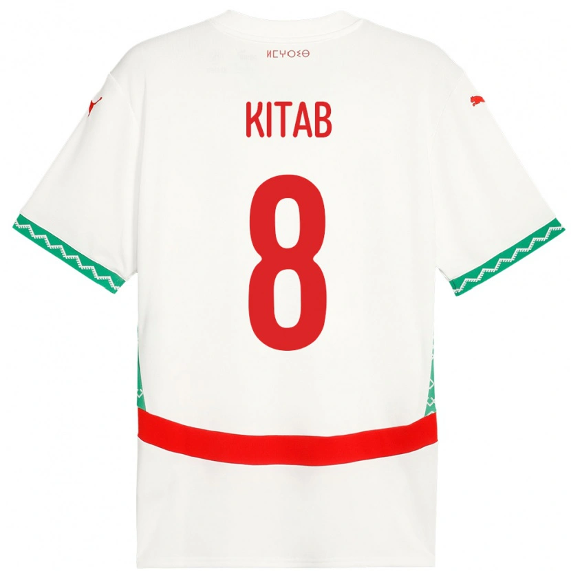Danxen Niño Camiseta Marruecos Bachir Kitab #8 Blanco 2ª Equipación 24-26 La Camisa México