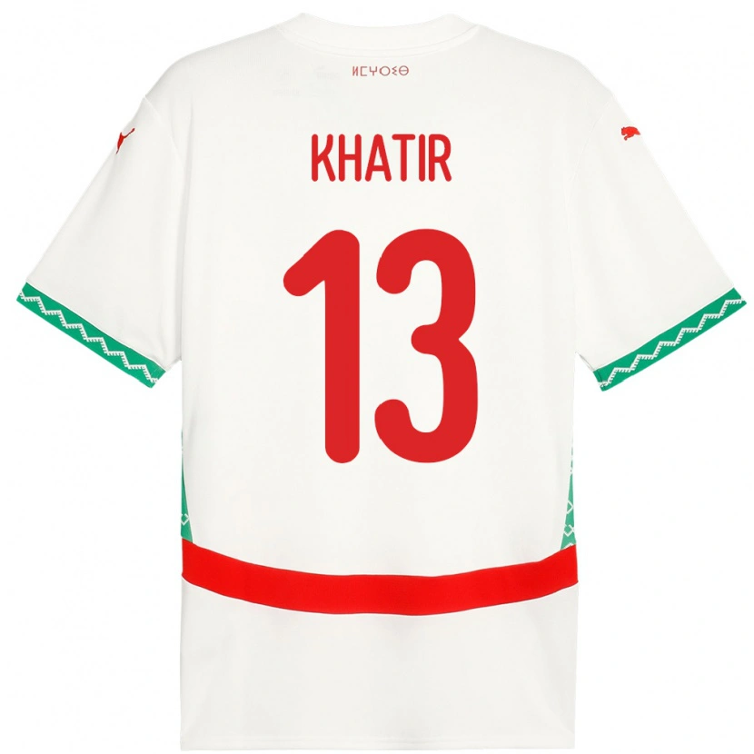 Danxen Niño Camiseta Marruecos Ahmed Khatir #13 Blanco 2ª Equipación 24-26 La Camisa México