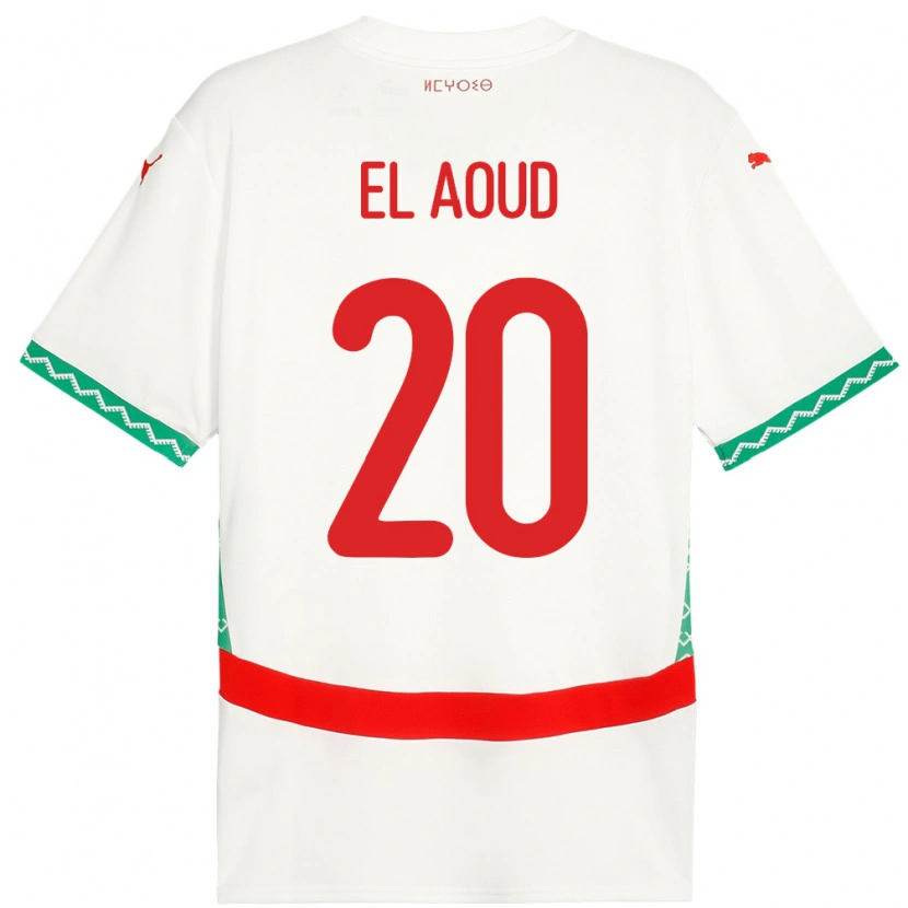 Danxen Niño Camiseta Marruecos Ismail El Aoud #20 Blanco 2ª Equipación 24-26 La Camisa México
