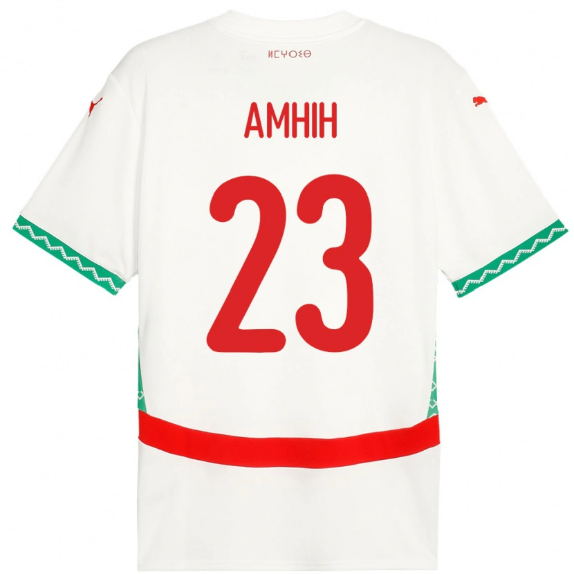 Danxen Niño Camiseta Marruecos Yassine Amhih #23 Blanco 2ª Equipación 24-26 La Camisa México