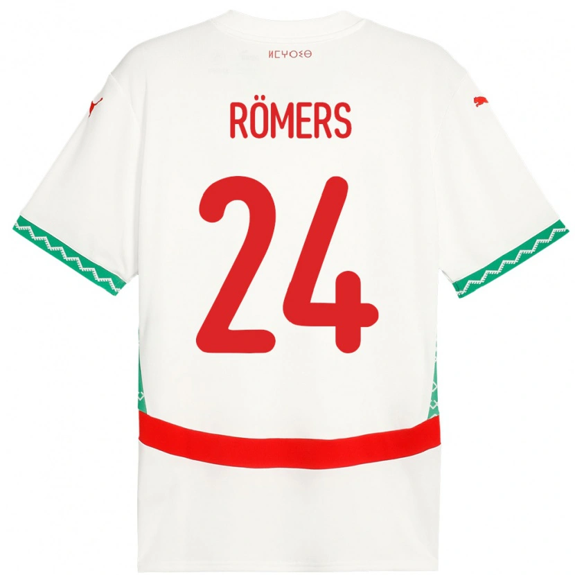Danxen Niño Camiseta Marruecos Arian Römers #24 Blanco 2ª Equipación 24-26 La Camisa México