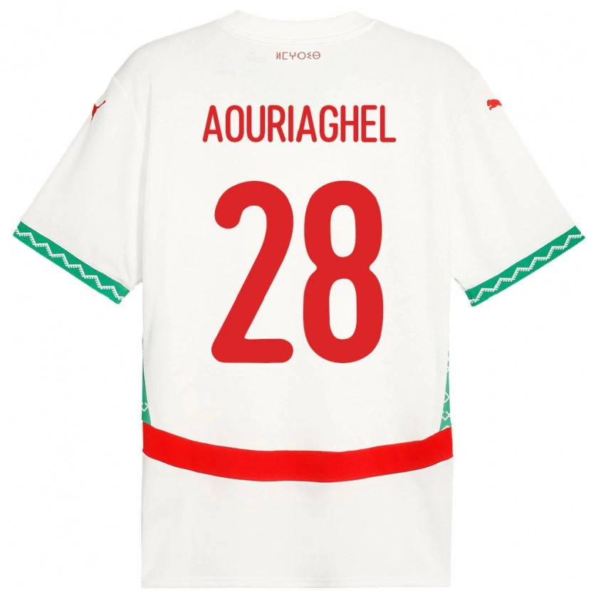 Danxen Niño Camiseta Marruecos Yassin Aouriaghel #28 Blanco 2ª Equipación 24-26 La Camisa México
