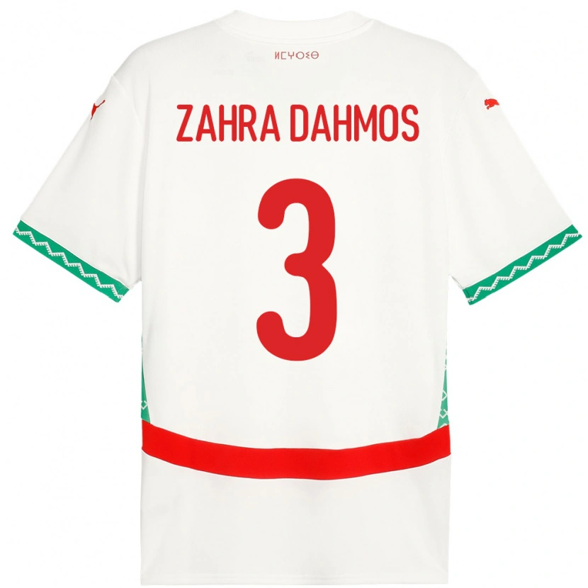 Danxen Niño Camiseta Marruecos Fatima Zahra Dahmos #3 Blanco 2ª Equipación 24-26 La Camisa México