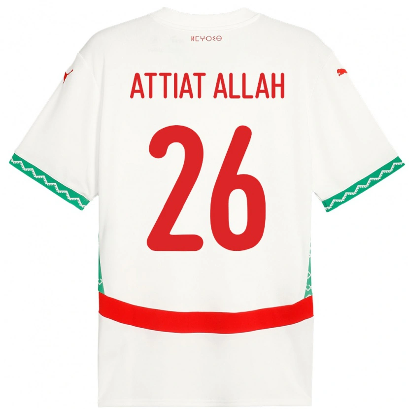 Danxen Niño Camiseta Marruecos Yahia Attiat-Allah #26 Blanco 2ª Equipación 24-26 La Camisa México