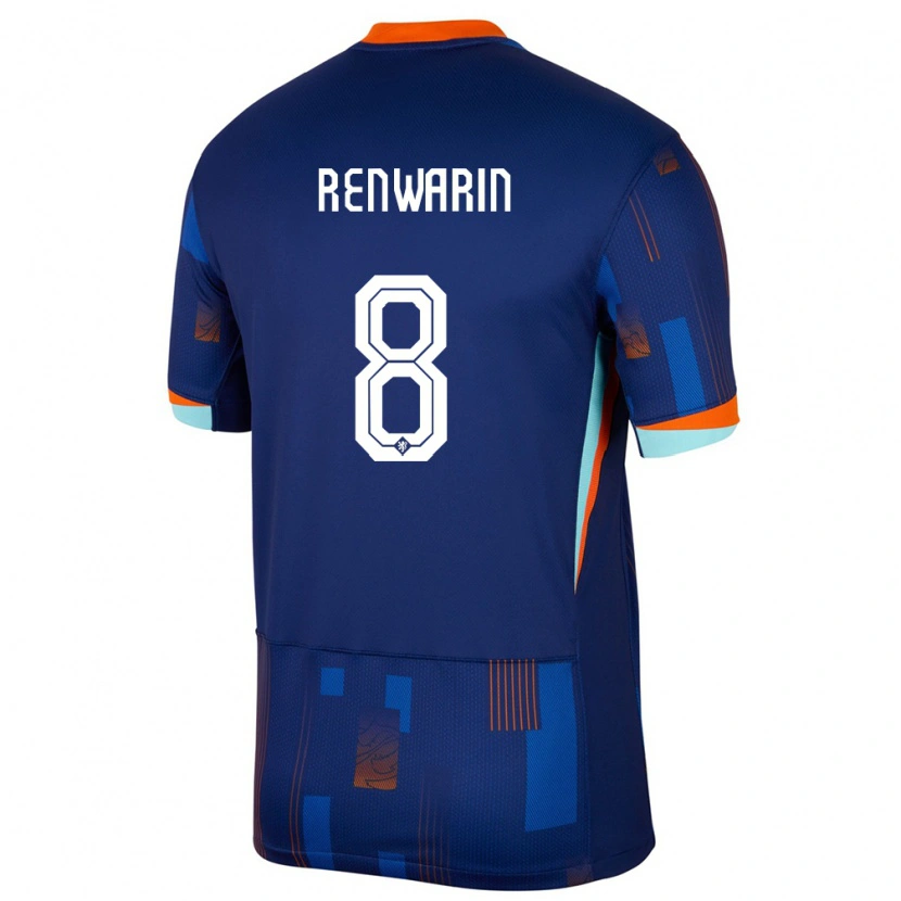 Danxen Niño Camiseta Países Bajos Givaro Renwarin #8 Azul 2ª Equipación 24-26 La Camisa México