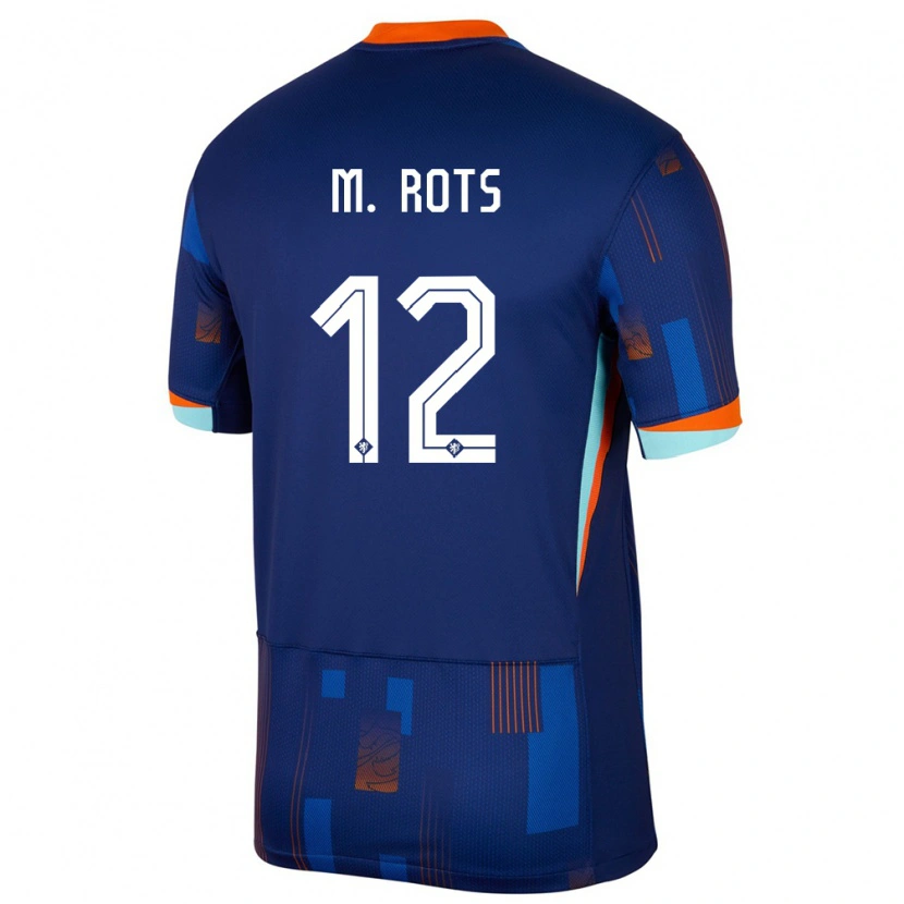 Danxen Niño Camiseta Países Bajos Mats Rots #12 Azul 2ª Equipación 24-26 La Camisa México