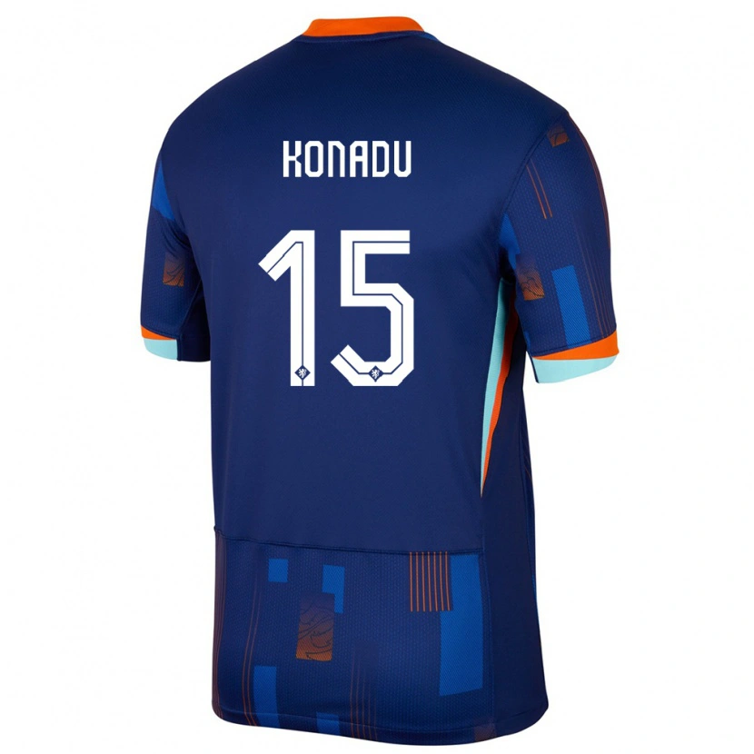 Danxen Niño Camiseta Países Bajos Don-Angelo Konadu #15 Azul 2ª Equipación 24-26 La Camisa México