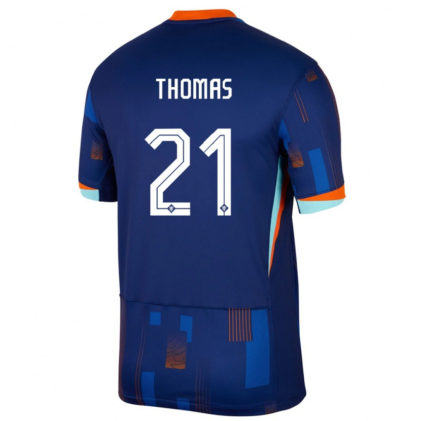 Danxen Niño Camiseta Países Bajos Ayodele Thomas #21 Azul 2ª Equipación 24-26 La Camisa México