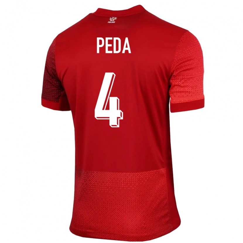 Danxen Niño Camiseta Polonia Patryk Peda #4 Rojo 2ª Equipación 24-26 La Camisa México