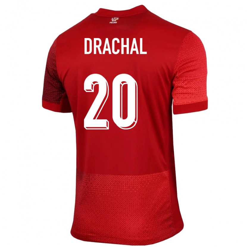 Danxen Niño Camiseta Polonia Dawid Drachal #20 Rojo 2ª Equipación 24-26 La Camisa México