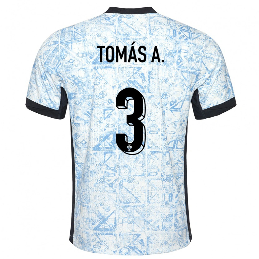 Danxen Niño Camiseta Portugal Tomás Araújo #3 Crema Azul 2ª Equipación 24-26 La Camisa México