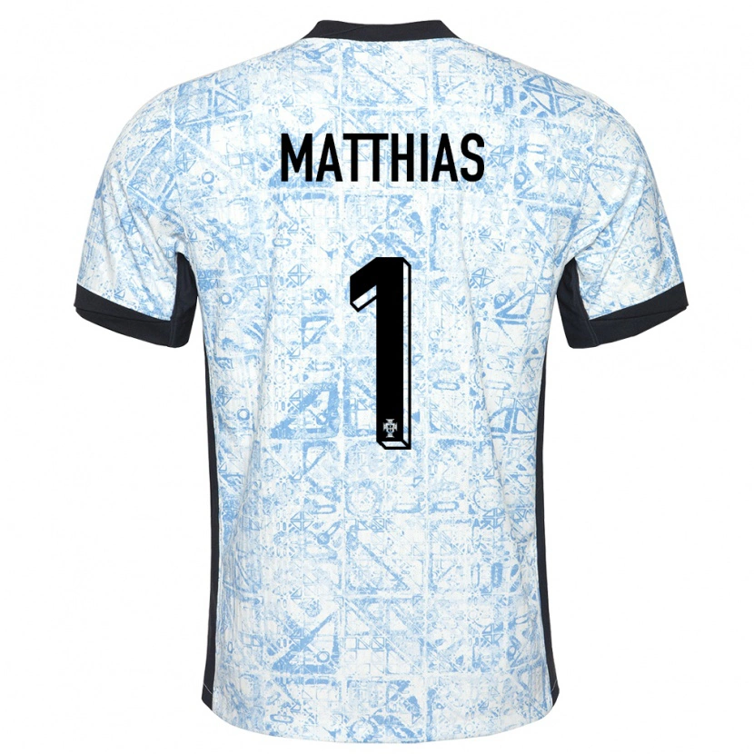 Danxen Niño Camiseta Portugal Matthias Da Silva #1 Crema Azul 2ª Equipación 24-26 La Camisa México
