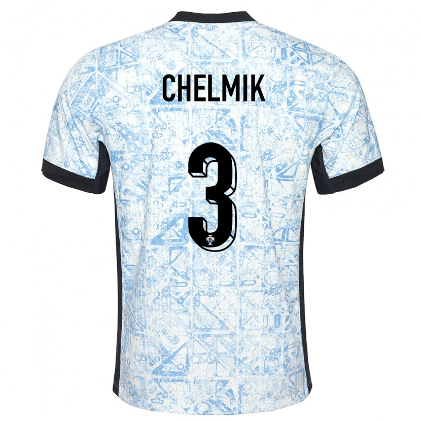 Danxen Niño Camiseta Portugal Chelmik #3 Crema Azul 2ª Equipación 24-26 La Camisa México