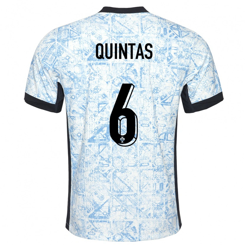 Danxen Niño Camiseta Portugal Rafael Quintas #6 Crema Azul 2ª Equipación 24-26 La Camisa México