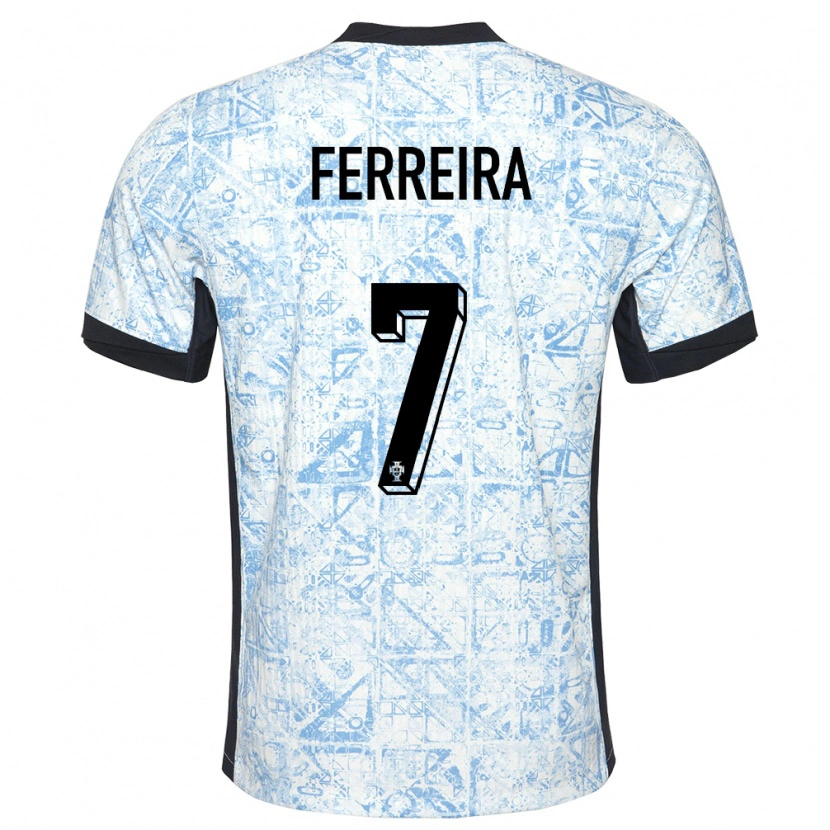 Danxen Niño Camiseta Portugal Tiago Ferreira #7 Crema Azul 2ª Equipación 24-26 La Camisa México