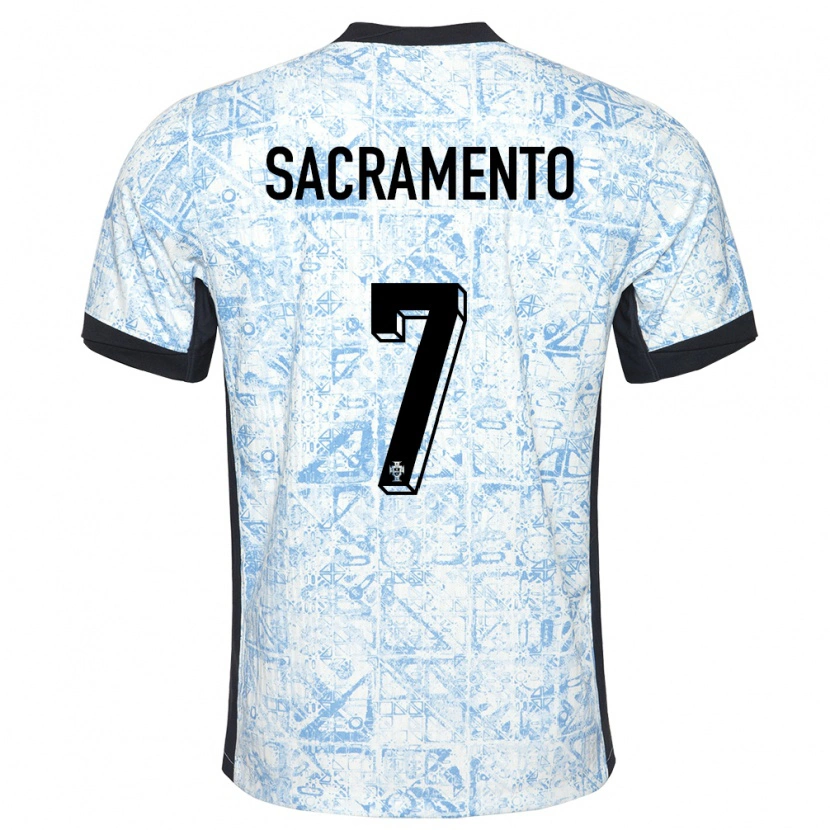 Danxen Niño Camiseta Portugal Medgilson Sacramento #7 Crema Azul 2ª Equipación 24-26 La Camisa México