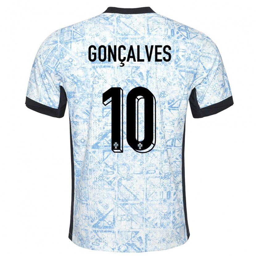 Danxen Niño Camiseta Portugal Flávio Gonçalves #10 Crema Azul 2ª Equipación 24-26 La Camisa México