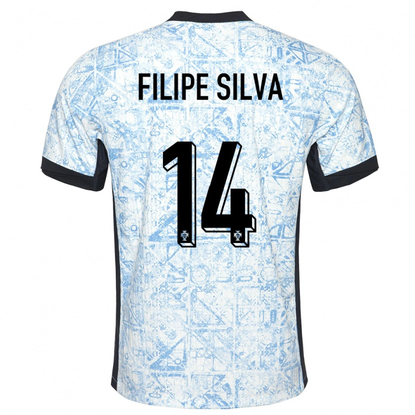 Danxen Niño Camiseta Portugal Filipe Silva #14 Crema Azul 2ª Equipación 24-26 La Camisa México